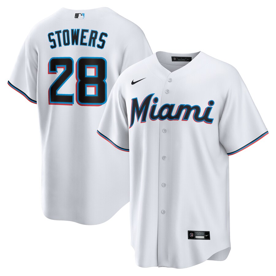 Men's Miami Marlins Kyle Stowers Nike White Home Replica Jersey - ujerseystore