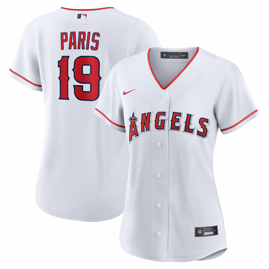 Women's Los Angeles Angels Kyren Paris Nike White Home Replica 1.0 Player Jersey - ujerseystore