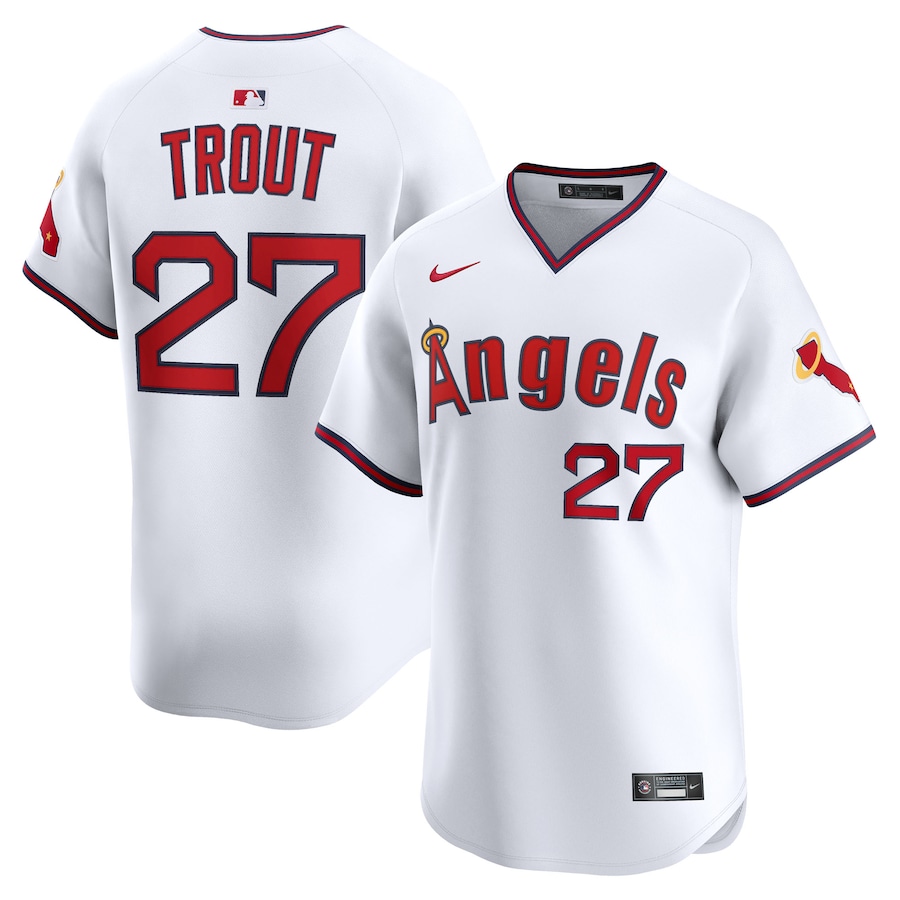 Men's Los Angeles Angels Mike Trout Nike White Alternate Limited Jersey - ujerseystore