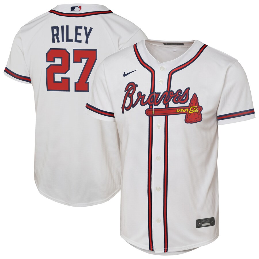 Youth Atlanta Braves Austin Riley Nike White Home Replica Player Jersey - ujerseystore