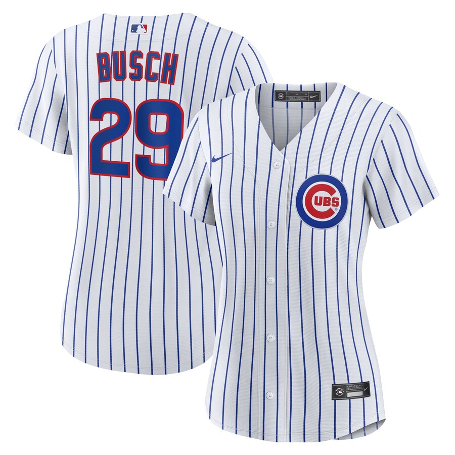 Women's Chicago Cubs Michael Busch Nike White Home Replica Jersey - ujerseystore