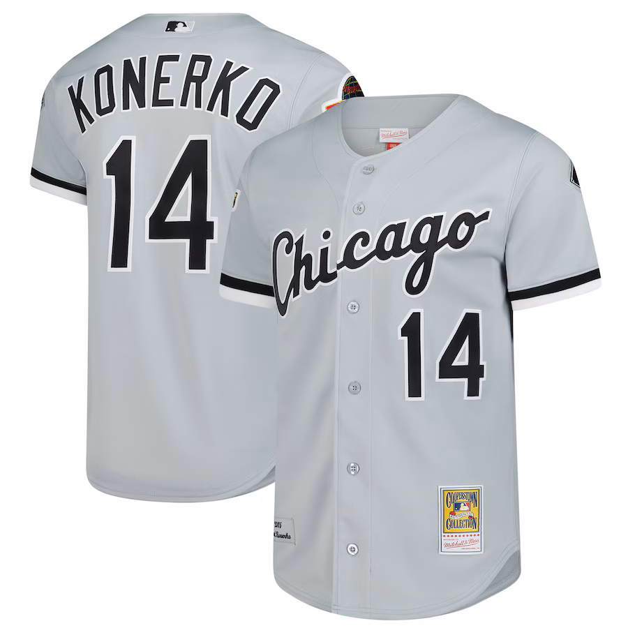 Men's Chicago White Sox Paul Konerko Mitchell & Ness Gray 2005 Throwback Authentic Jersey - ujerseystore