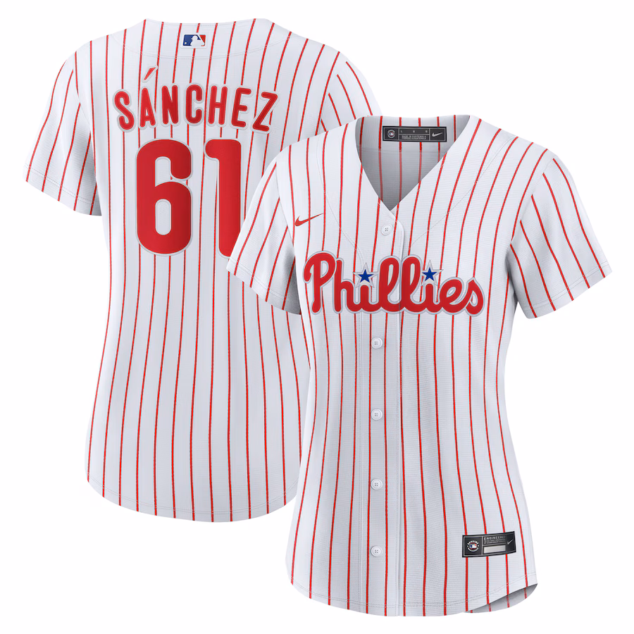 Women's Philadelphia Phillies Cristopher Sanchez Nike White Home Replica Jersey - ujerseystore