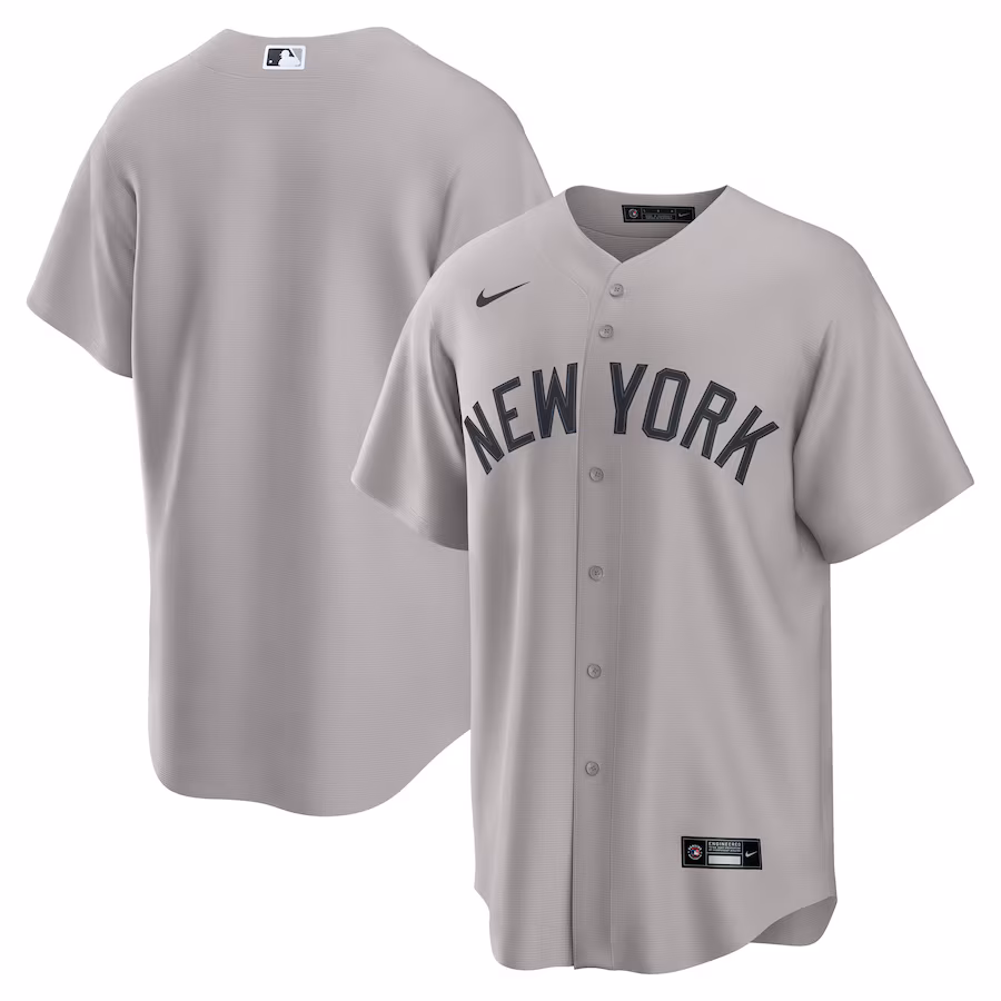 Men's New York Yankees Nike Gray Away Replica 2.0 Jersey - ujerseystore