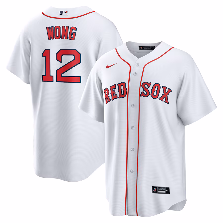 Men's Boston Red Sox Connor Wong Nike White Home Replica Jersey - ujerseystore