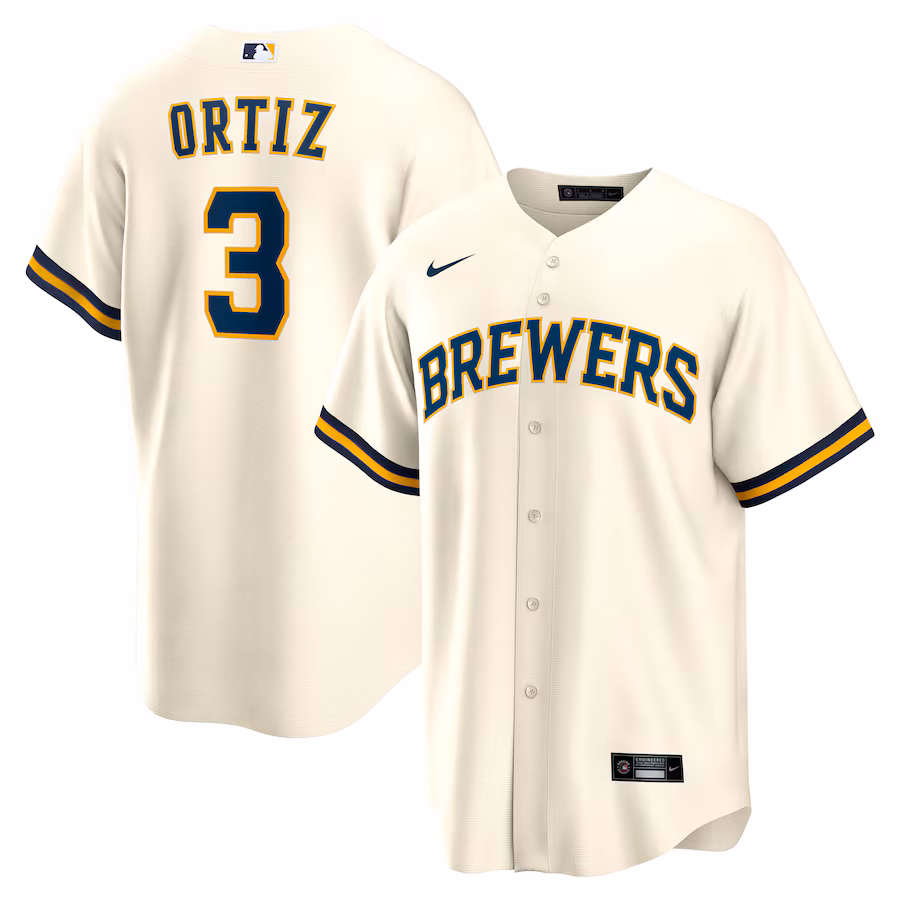 Men's Milwaukee Brewers Joey Ortiz Nike White Home Replica Jersey - ujerseystore