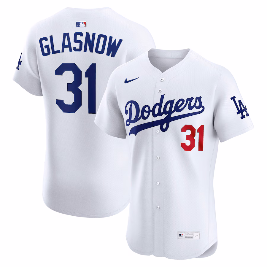 Men's Los Angeles Dodgers Tyler Glasnow Nike White Home Elite Jersey - ujerseystore