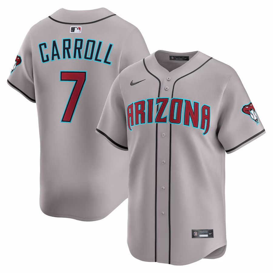 Men's Arizona Diamondbacks Corbin Carroll Nike Gray Road Limited Player Jersey - ujerseystore