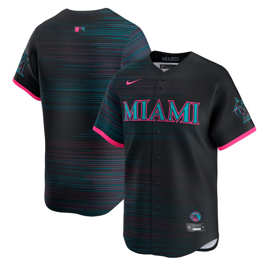 Men's Miami Marlins Nike Black 2025 City Connect Limited Jersey - ujerseystore
