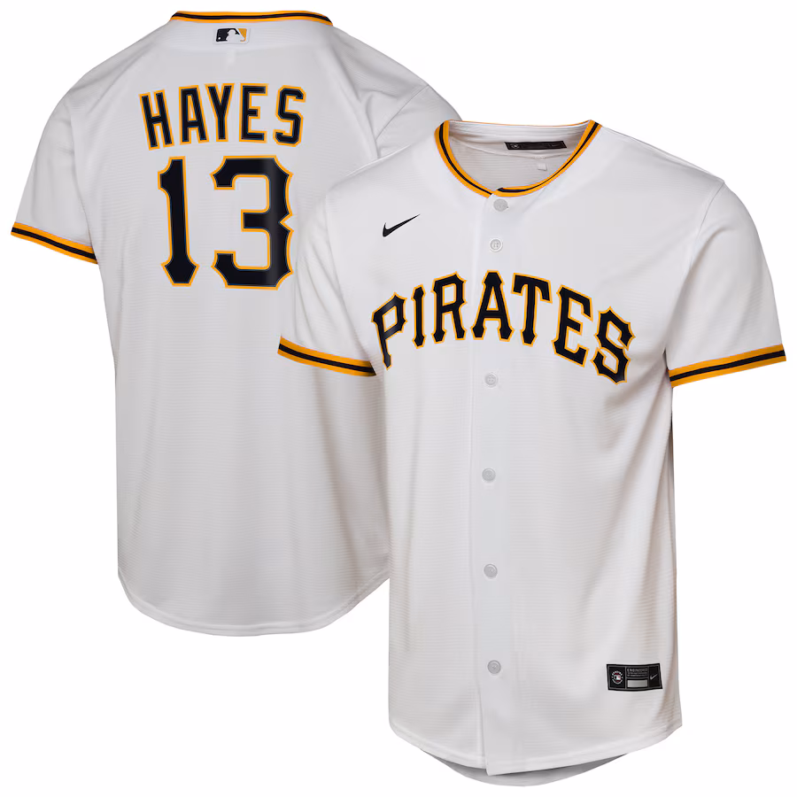 Youth Pittsburgh Pirates Ke'Bryan Hayes Nike White Home Replica Player Jersey - ujerseystore