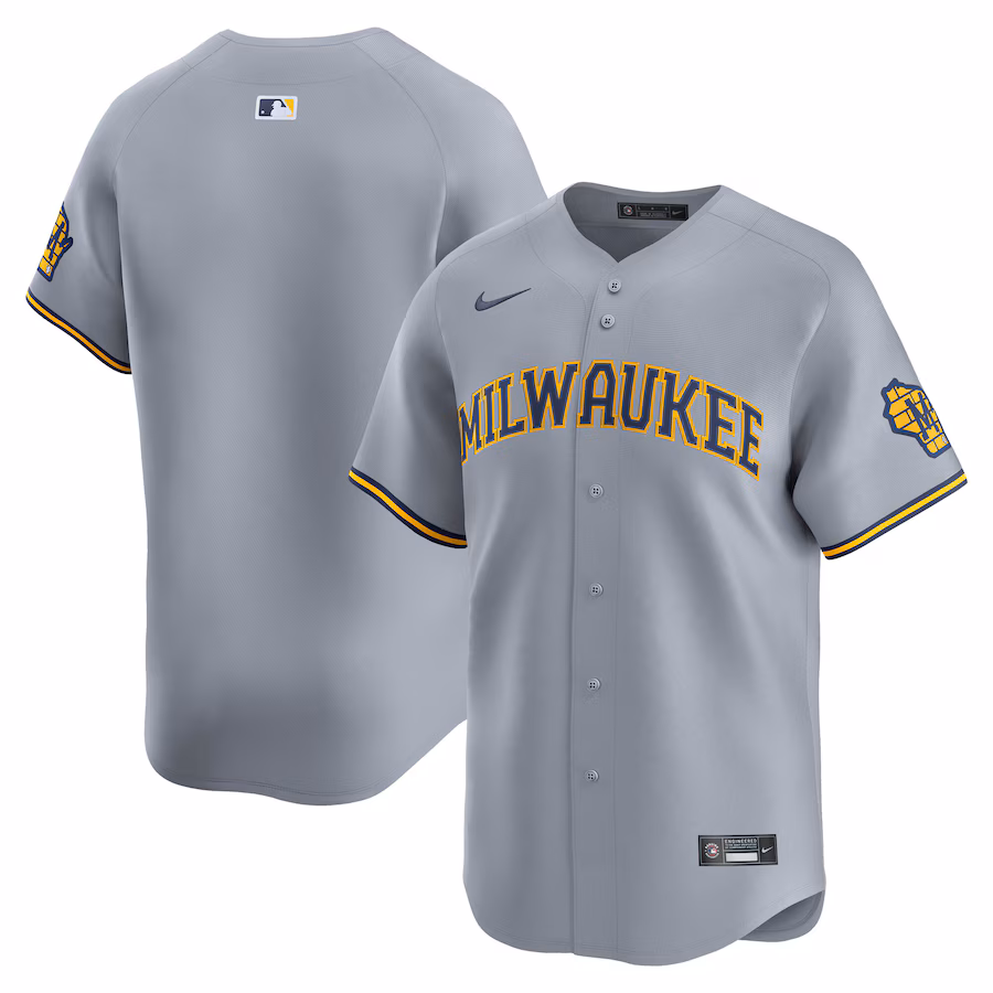 Men's Milwaukee Brewers Nike Gray Road Limited Jersey - ujerseystore