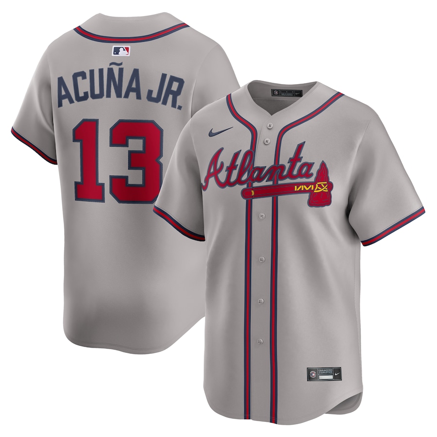 Men's Atlanta Braves Ronald Acuña Jr. Nike Gray Road Limited Player Jersey - ujerseystore