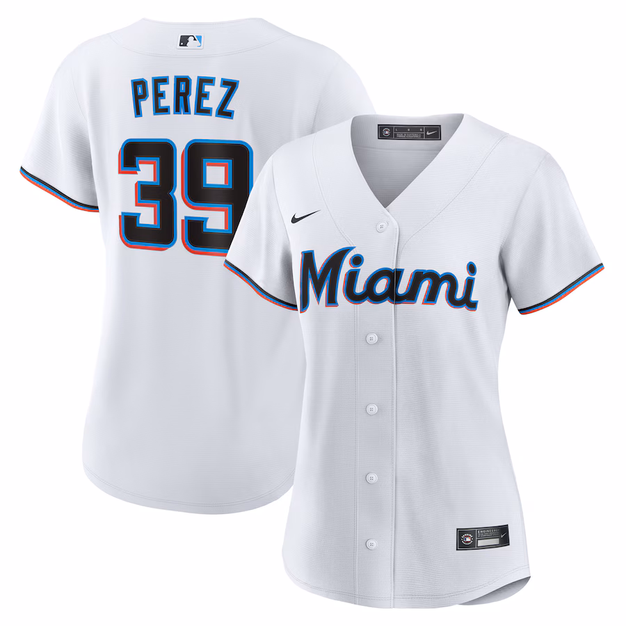 Women's Miami Marlins Eury Perez Nike White Home Replica Jersey - ujerseystore