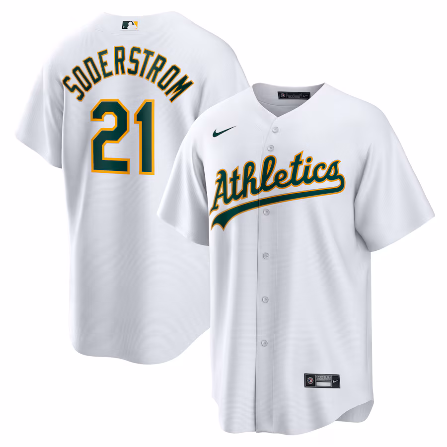 Men's Athletics Tyler Soderstrom Nike White Home Replica Jersey - ujerseystore