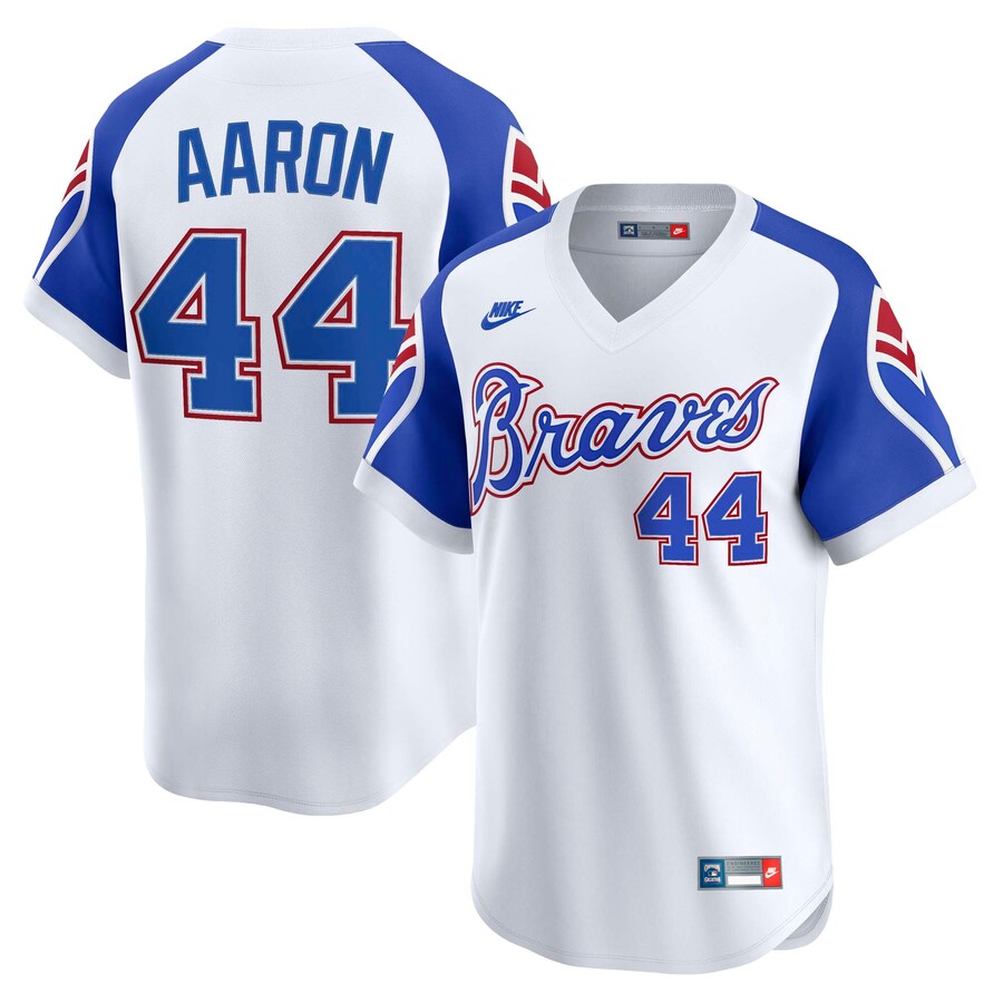 Men's Atlanta Braves Hank Aaron Nike White Throwback Cooperstown Collection Limited Jersey - ujerseystore