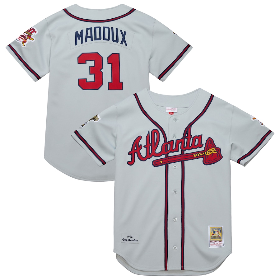 Men's Atlanta Braves Greg Maddux Mitchell & Ness Gray 1995 Throwback Authentic Jersey - ujerseystore
