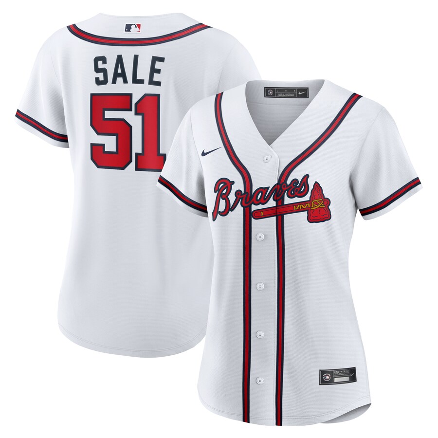 Women's Atlanta Braves Chris Sale Nike White Home Replica Jersey - ujerseystore
