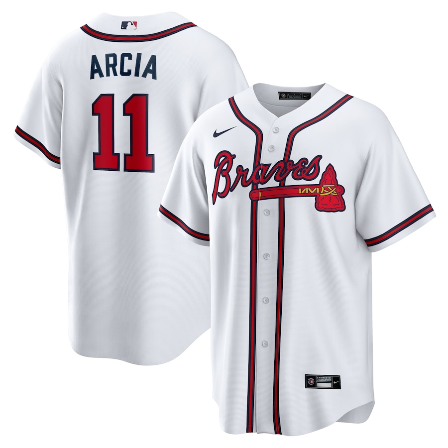 Men's Atlanta Braves Orlando Arcia Nike White Home Replica Jersey - ujerseystore