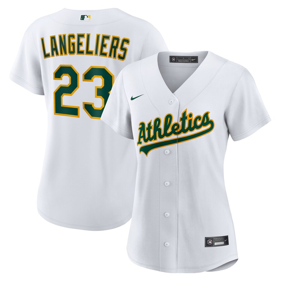 Women's Athletics Shea Langeliers Nike White Home Replica Jersey - ujerseystore