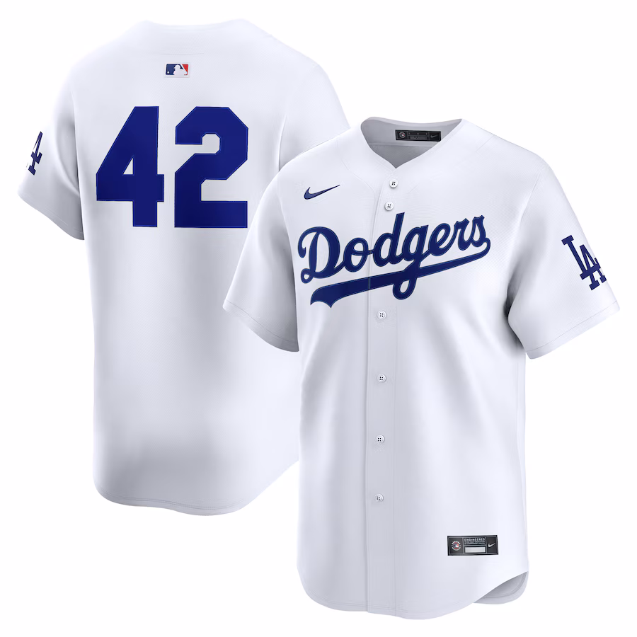 Men's Los Angeles Dodgers Nike White Home 2025 Jackie Robinson Day Limited Jersey - ujerseystore