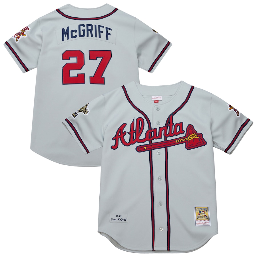 Men's Atlanta Braves Fred McGriff Mitchell & Ness Gray 1995 Throwback Authentic Jersey - ujerseystore