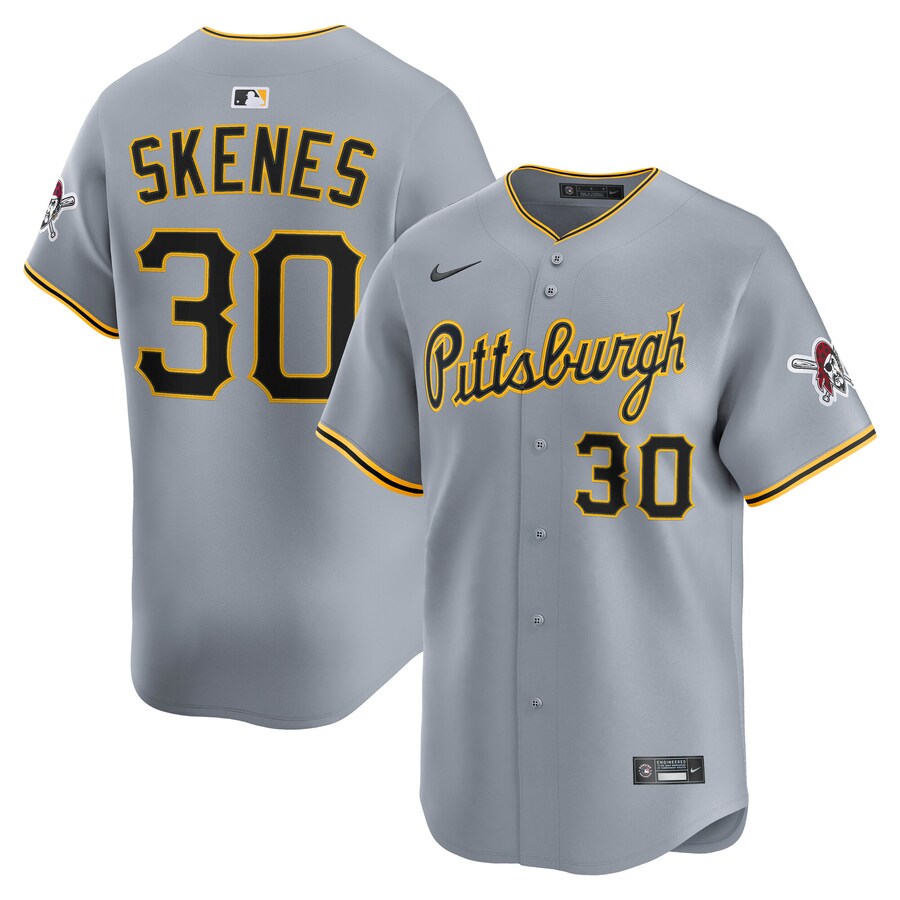 Men's Pittsburgh Pirates Paul Skenes Nike Gray Road Limited Player Jersey - ujerseystore