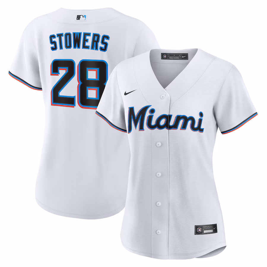 Women's Miami Marlins Kyle Stowers Nike White Home Replica Jersey - ujerseystore