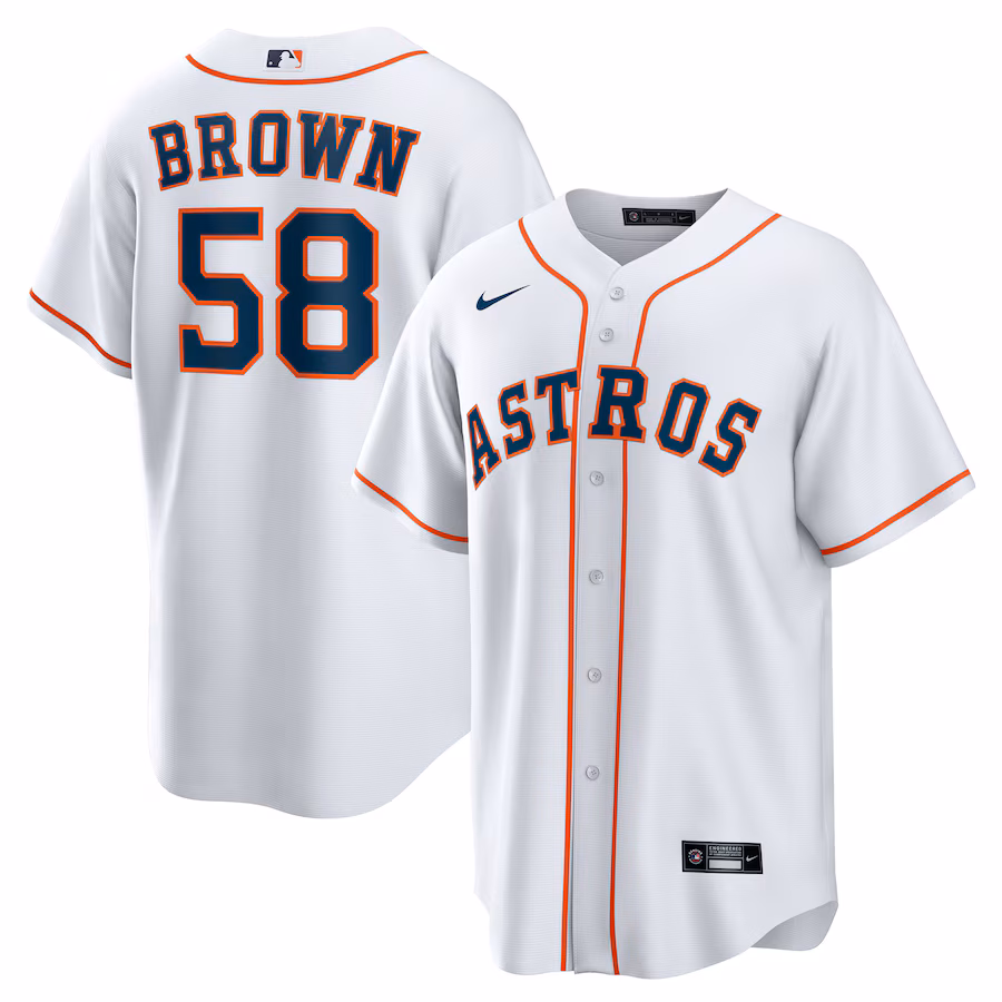 Men's Houston Astros Hunter Brown Nike White Home Replica Jersey - ujerseystore
