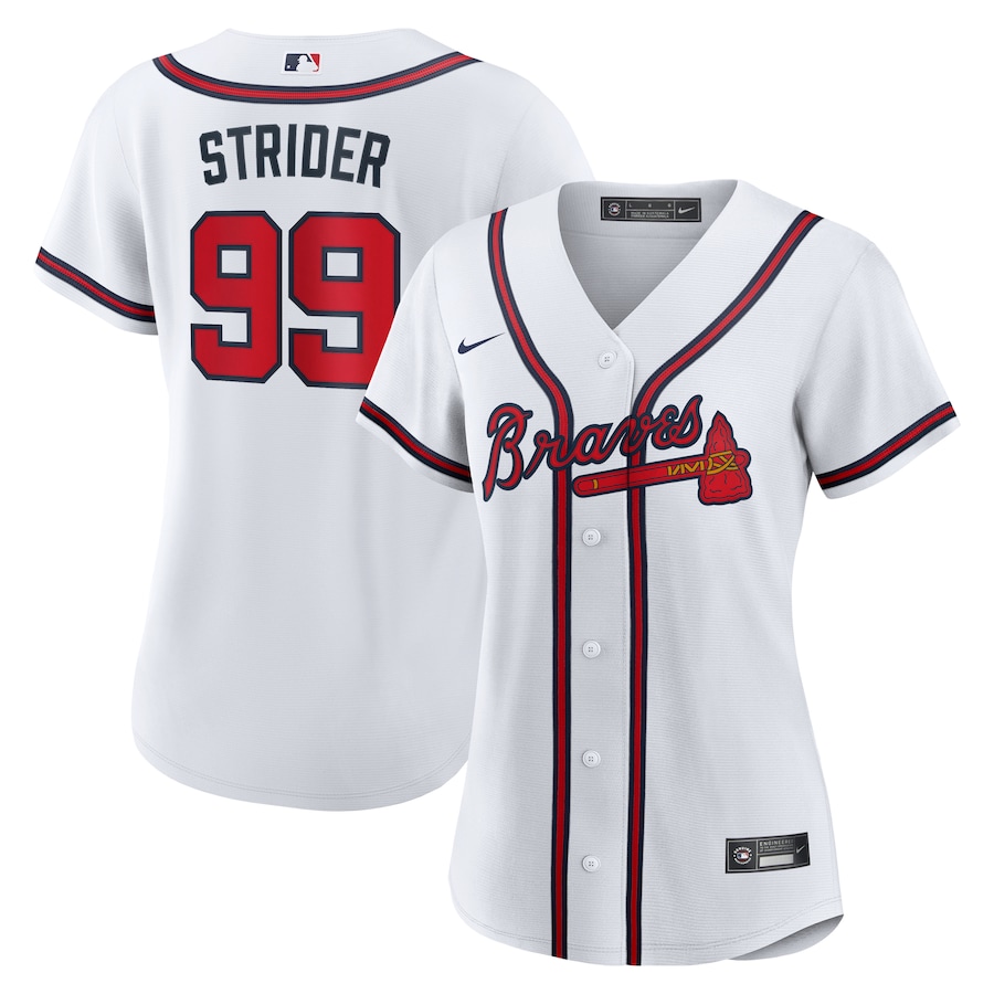 Women's Atlanta Braves Spencer Strider Nike White Home Replica Jersey - ujerseystore