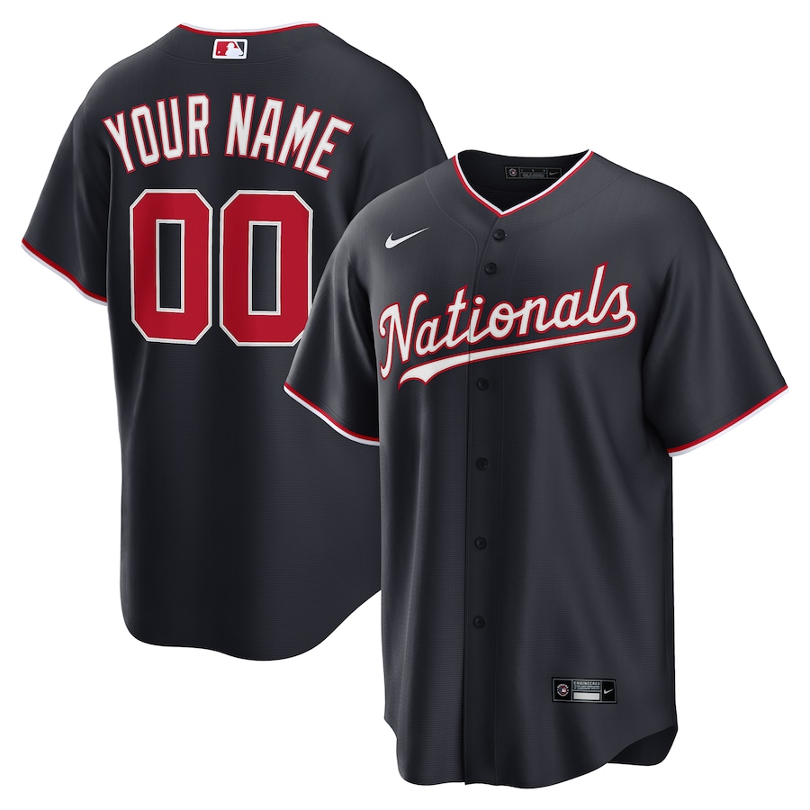 Men's Washington Nationals Nike Navy Alternate Custom Replica 2.0 Jersey - ujerseystore
