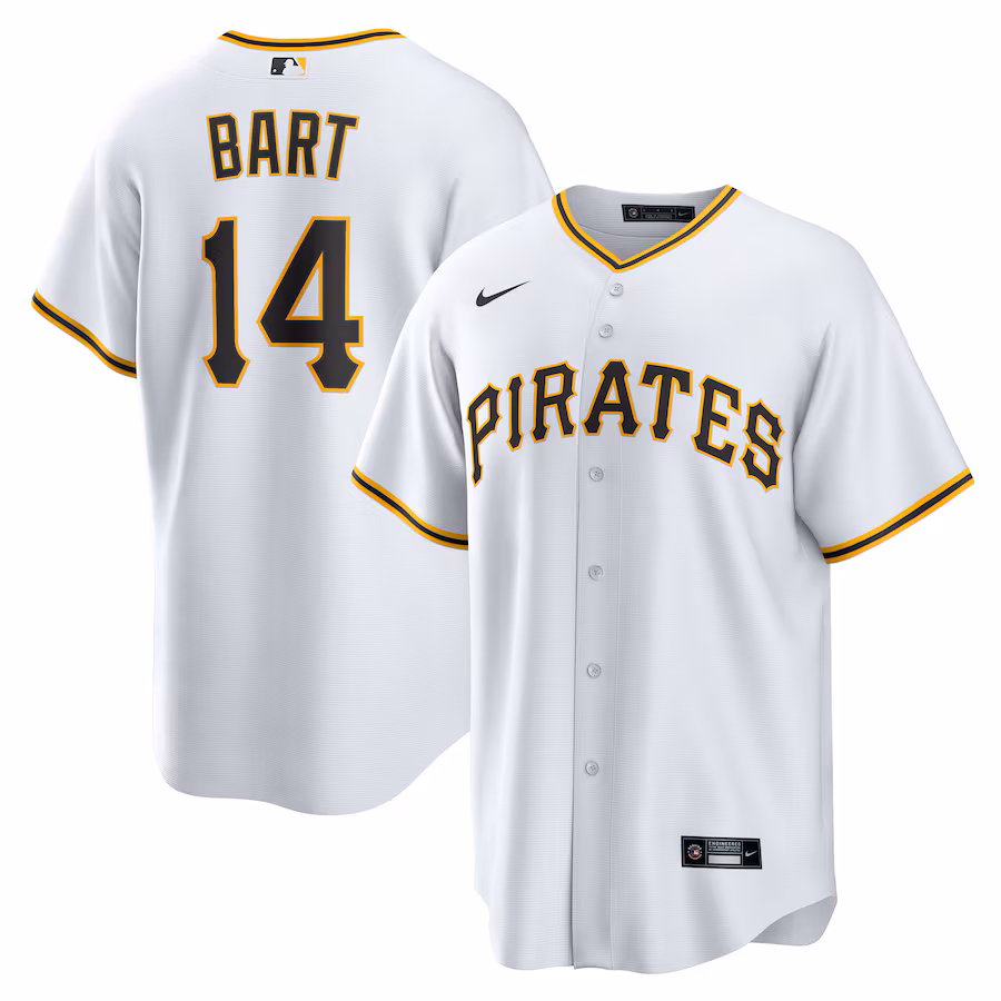 Men's Pittsburgh Pirates Joey Bart Nike White Home Replica Jersey - ujerseystore
