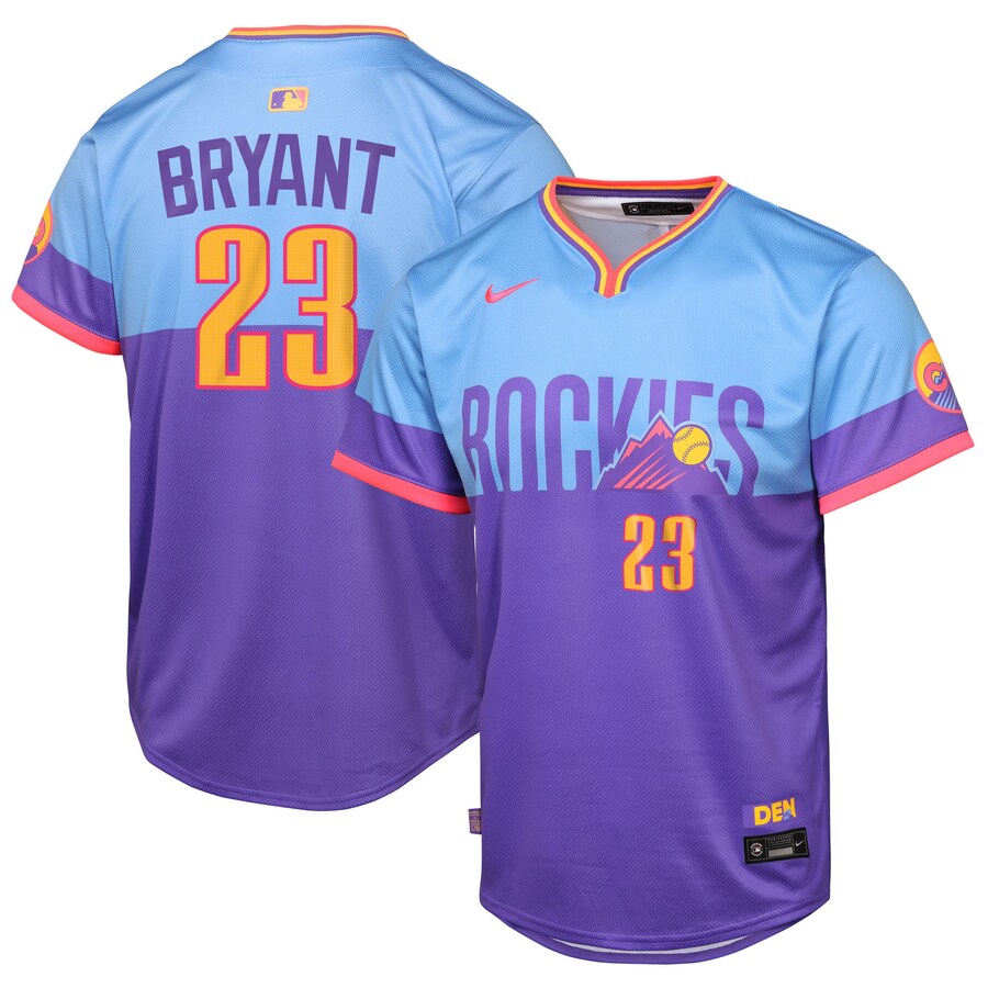 Youth Colorado Rockies Kris Bryant Nike Purple/Light Blue 2025 City Connect Limited Player Jersey - ujerseystore