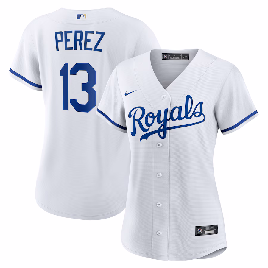 Women's Kansas City Royals Salvador Perez Nike White Home Replica Jersey - ujerseystore