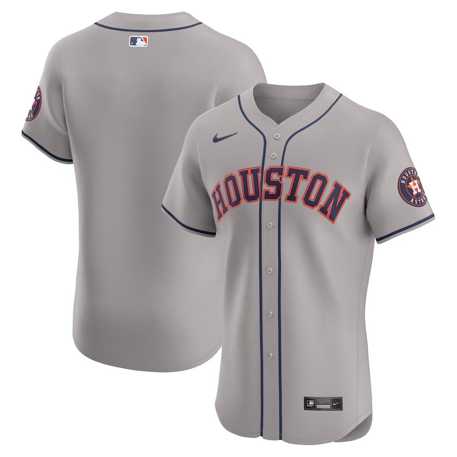 Men's Houston Astros  Nike Gray Road Vapor Premier Elite Patch Jersey - ujerseystore