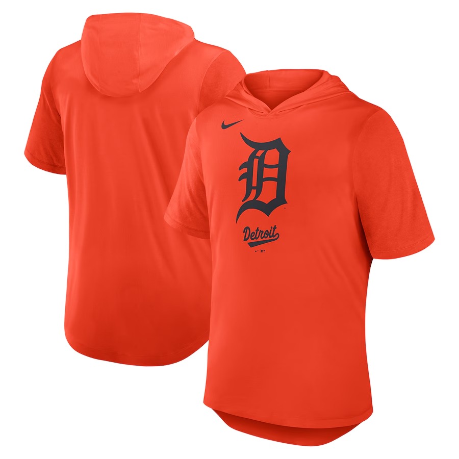 Men's Detroit Tigers Nike Orange Tri-Blend Hoodie T-Shirt - ujerseystore