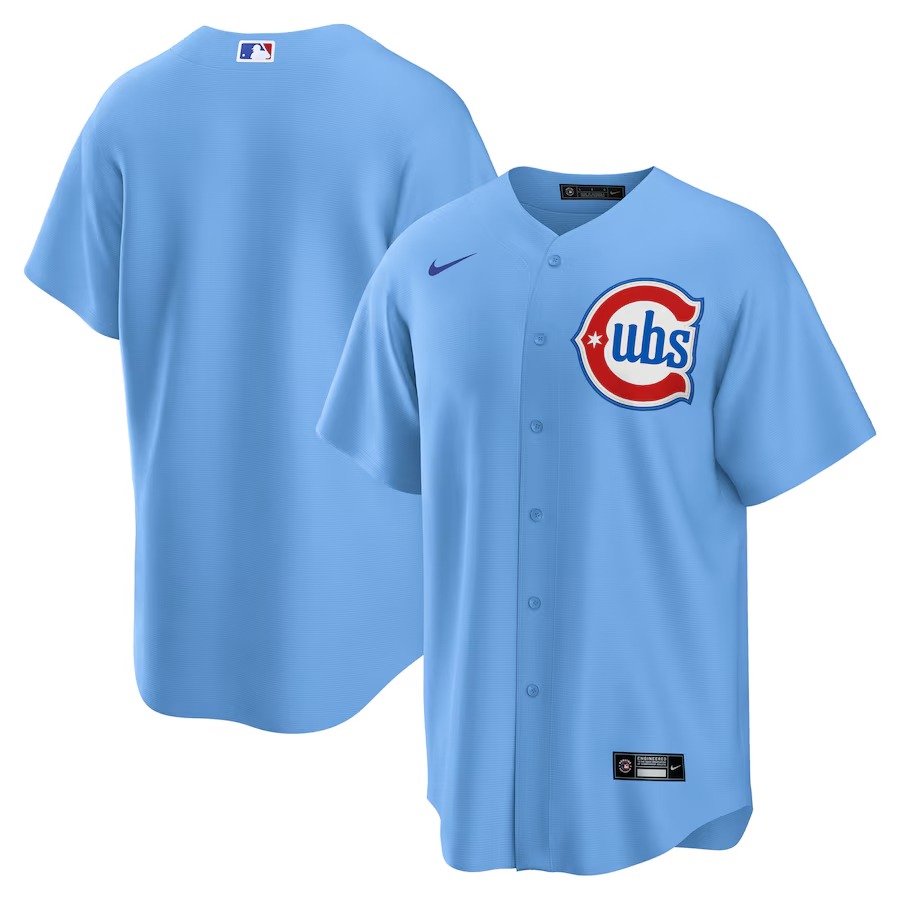 Men's Chicago Cubs Nike Light Blue 2nd Alternate Replica 2.0 Jersey - ujerseystore