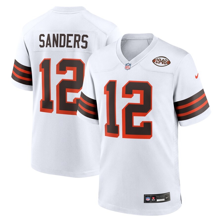 Men's Cleveland Browns Shedeur Sanders Nike White 2025 NFL Draft 2nd Alternate Game Jersey - ujerseystore