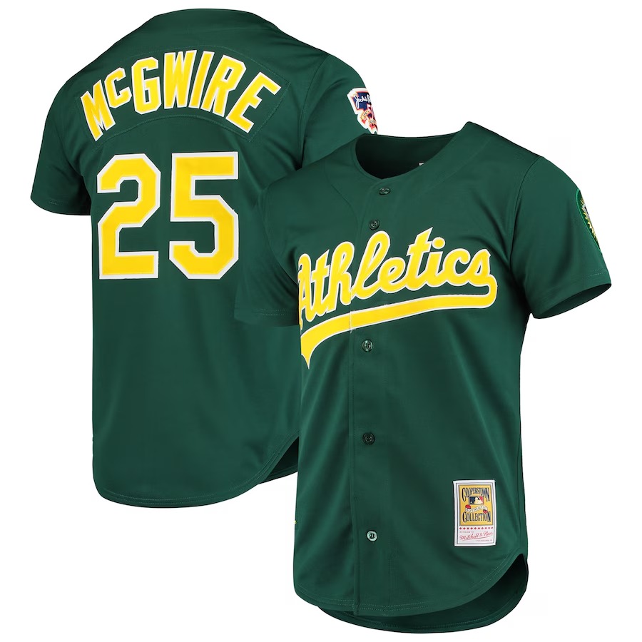 Men's Oakland Athletics Mark McGwire Mitchell & Ness Green 1997 Cooperstown Collection Authentic Jersey - ujerseystore