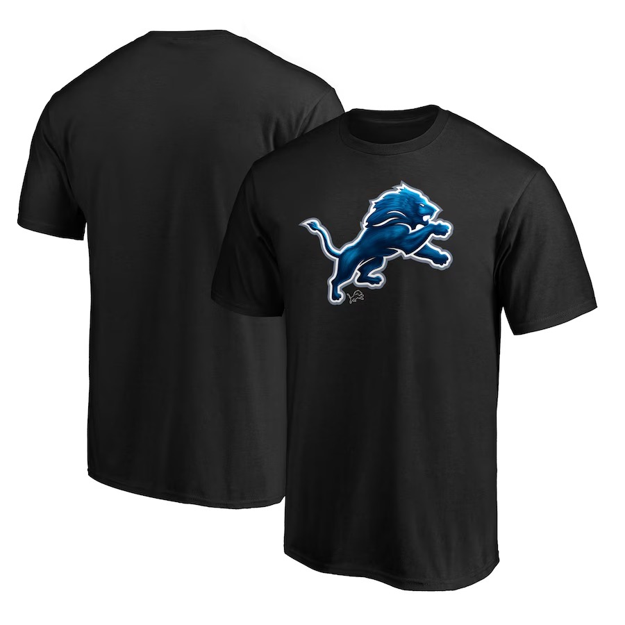 Men's Detroit Lions  Black Midnight Mascot T-Shirt - ujerseystore