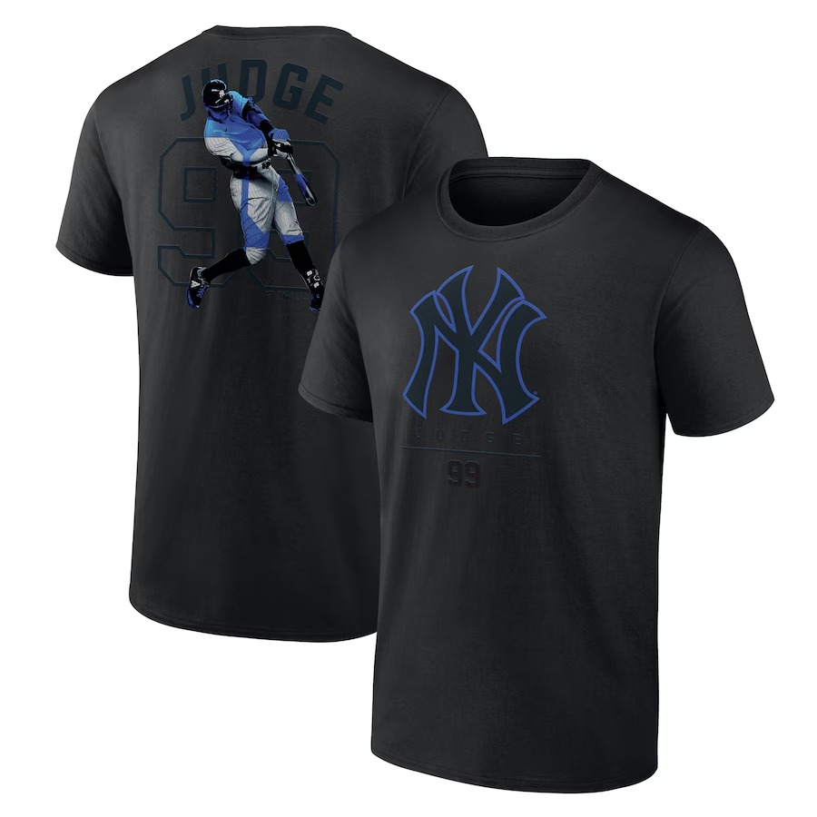 Men's New York Yankees Aaron Judge Black Double Play Name & Number T-Shirt - ujerseystore
