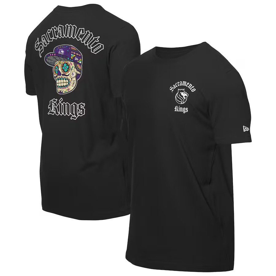 Men's Sacramento Kings New Era Black Sugar Skulls T-Shirt - ujerseystore