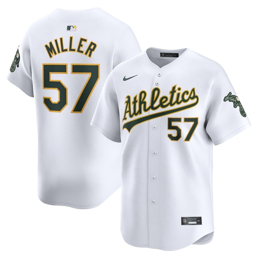 Men's Oakland Athletics Mason Miller Nike White Home Limited Player Jersey - ujerseystore