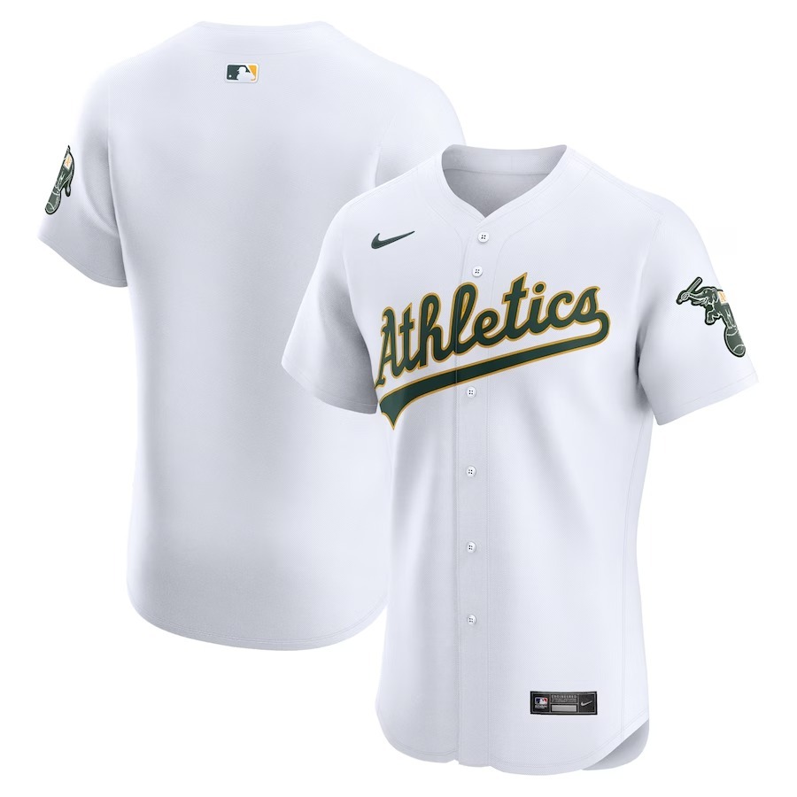 Men's Oakland Athletics Nike White Home Elite Jersey - ujerseystore