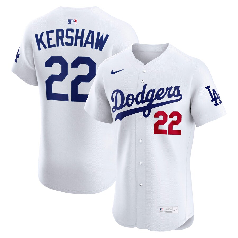 Men's Los Angeles Dodgers Clayton Kershaw Nike White Home Elite Jersey - ujerseystore