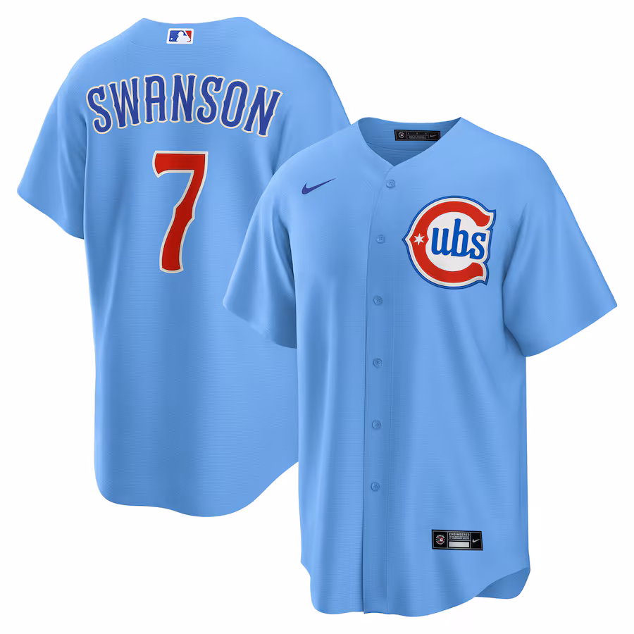 Men's Chicago Cubs Dansby Swanson Nike Blue 2nd Alternate Replica Player Jersey - ujerseystore