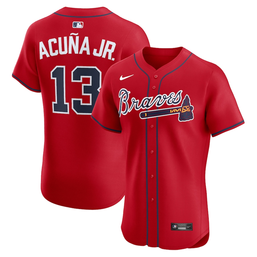 Men's Atlanta Braves Ronald Acuña Jr. Nike Red Alternate 2 Elite Jersey - ujerseystore