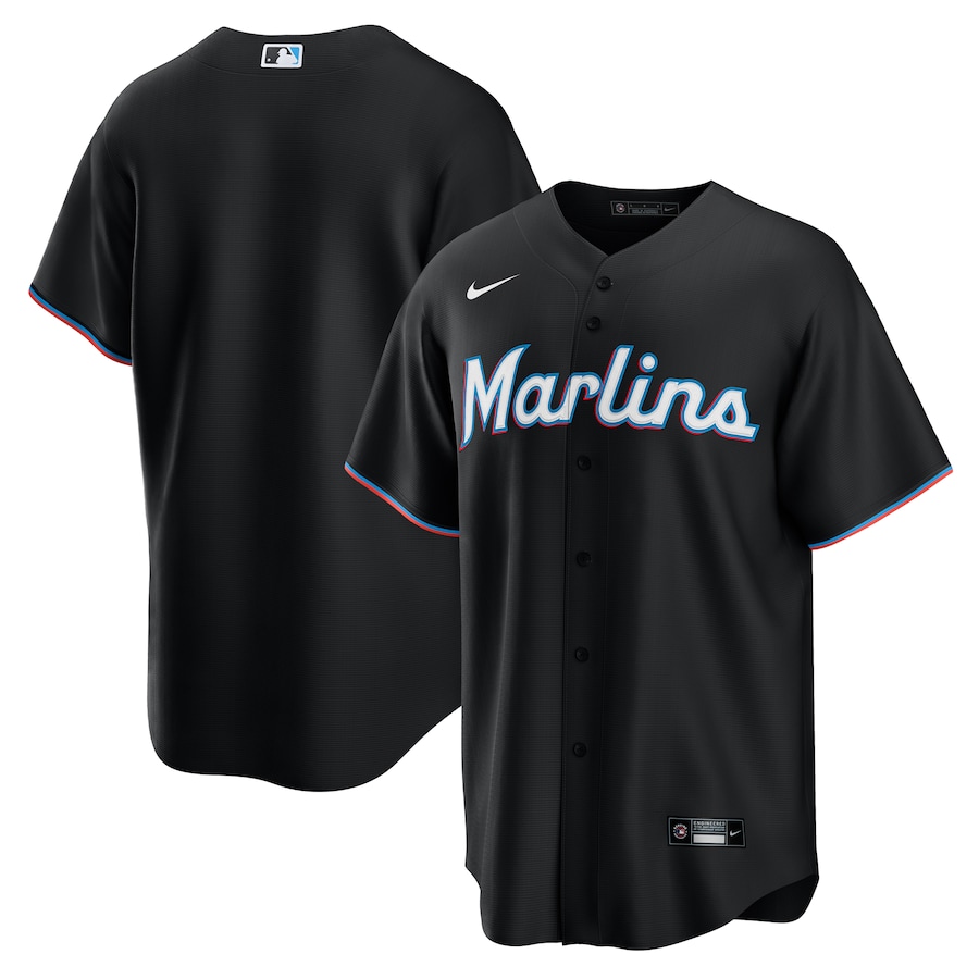 Men's Miami Marlins Nike Black Alternate Replica Jersey - ujerseystore