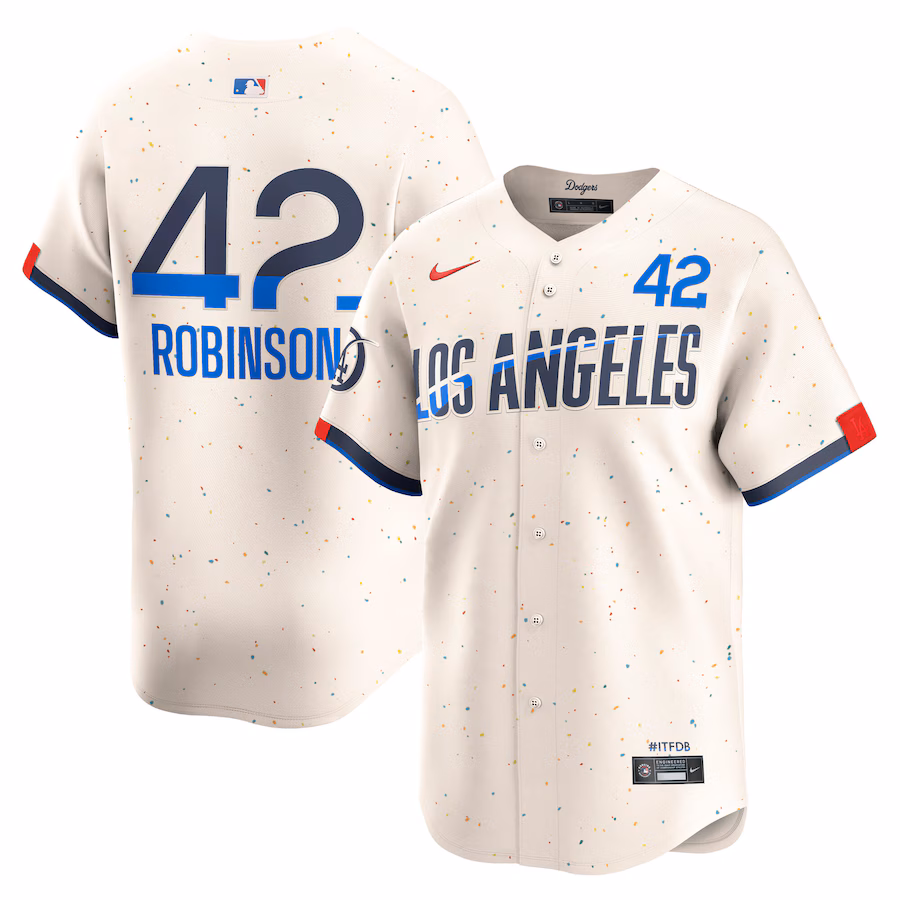 Men's Los Angeles Dodgers Jackie Robinson Nike Cream City Connect Limited Player Jersey - ujerseystore