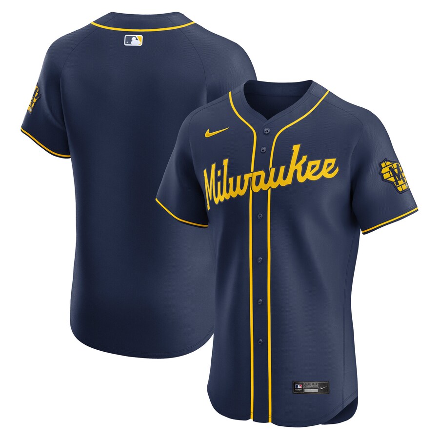 Men's Milwaukee Brewers Nike Navy Alternate 2 Elite Jersey - ujerseystore