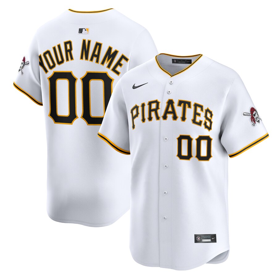 Youth Pittsburgh Pirates Nike White Home Custom Limited Jersey - ujerseystore